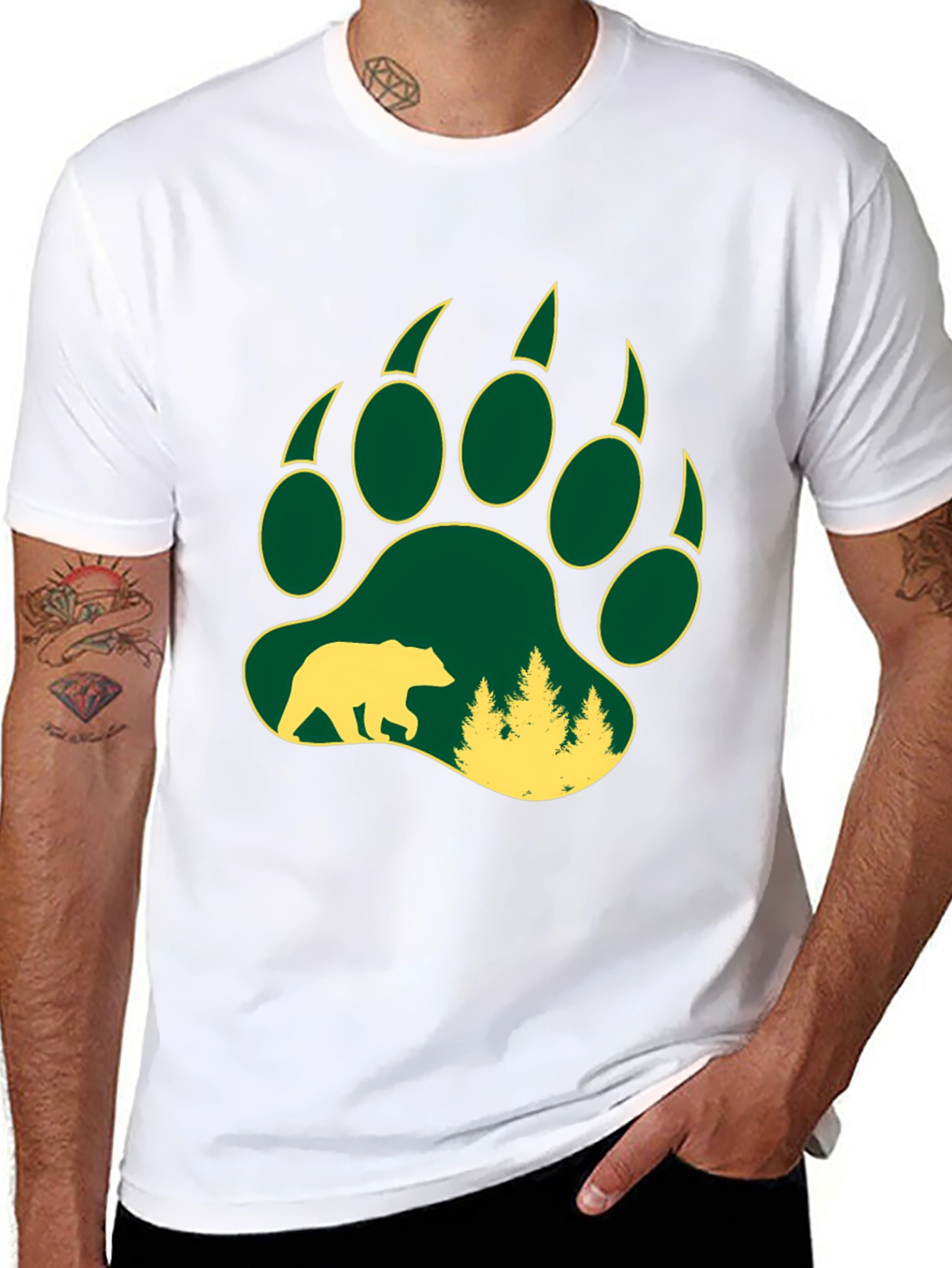 Bear Paw Print T-Shirt - Nature Lover Tee