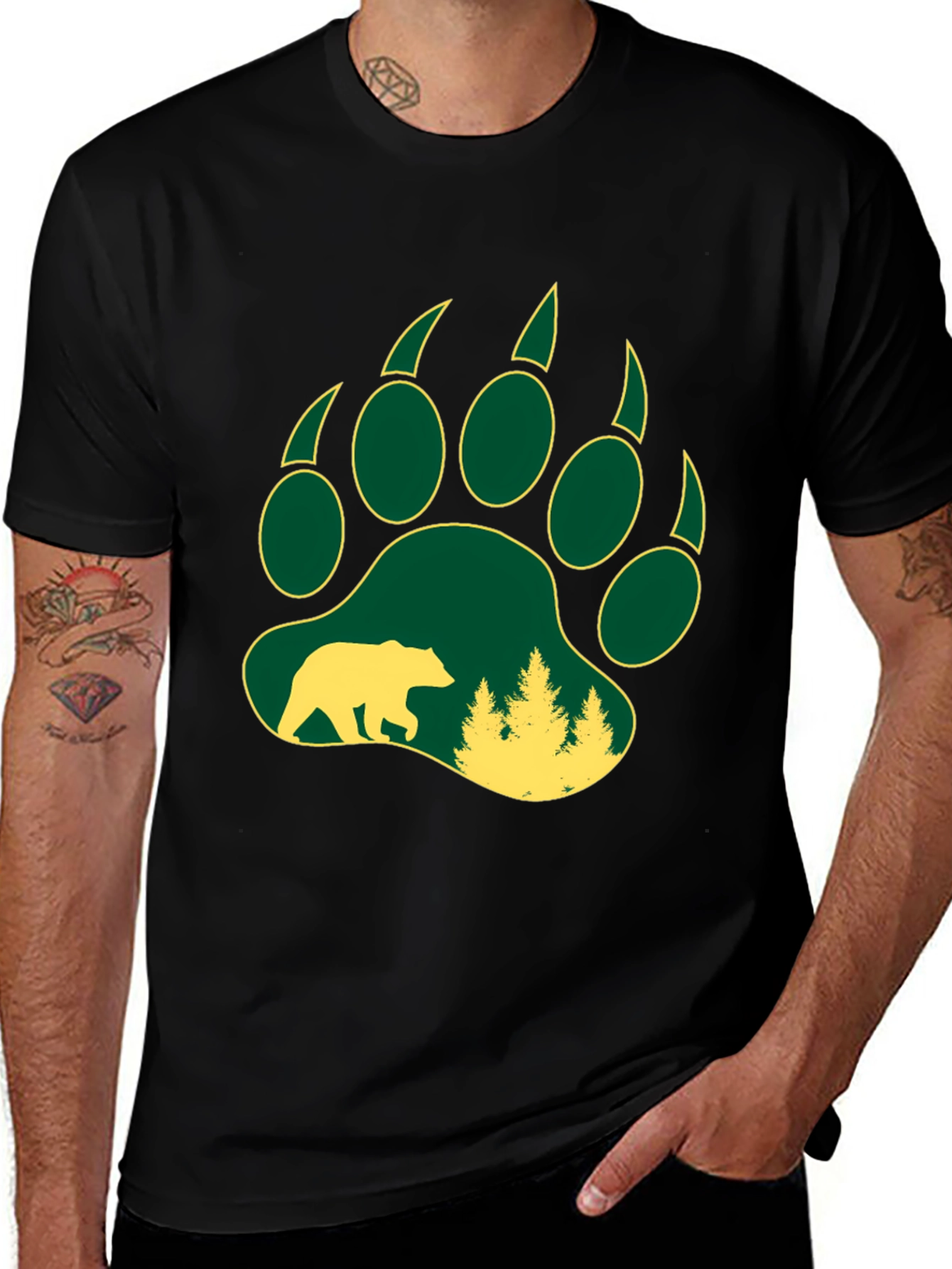 Bear Paw Print T-Shirt - Nature Lover Tee