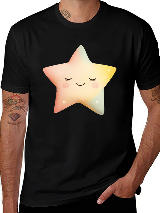 Sleepy Star Graphic T-Shirt - Black Cotton Blend
