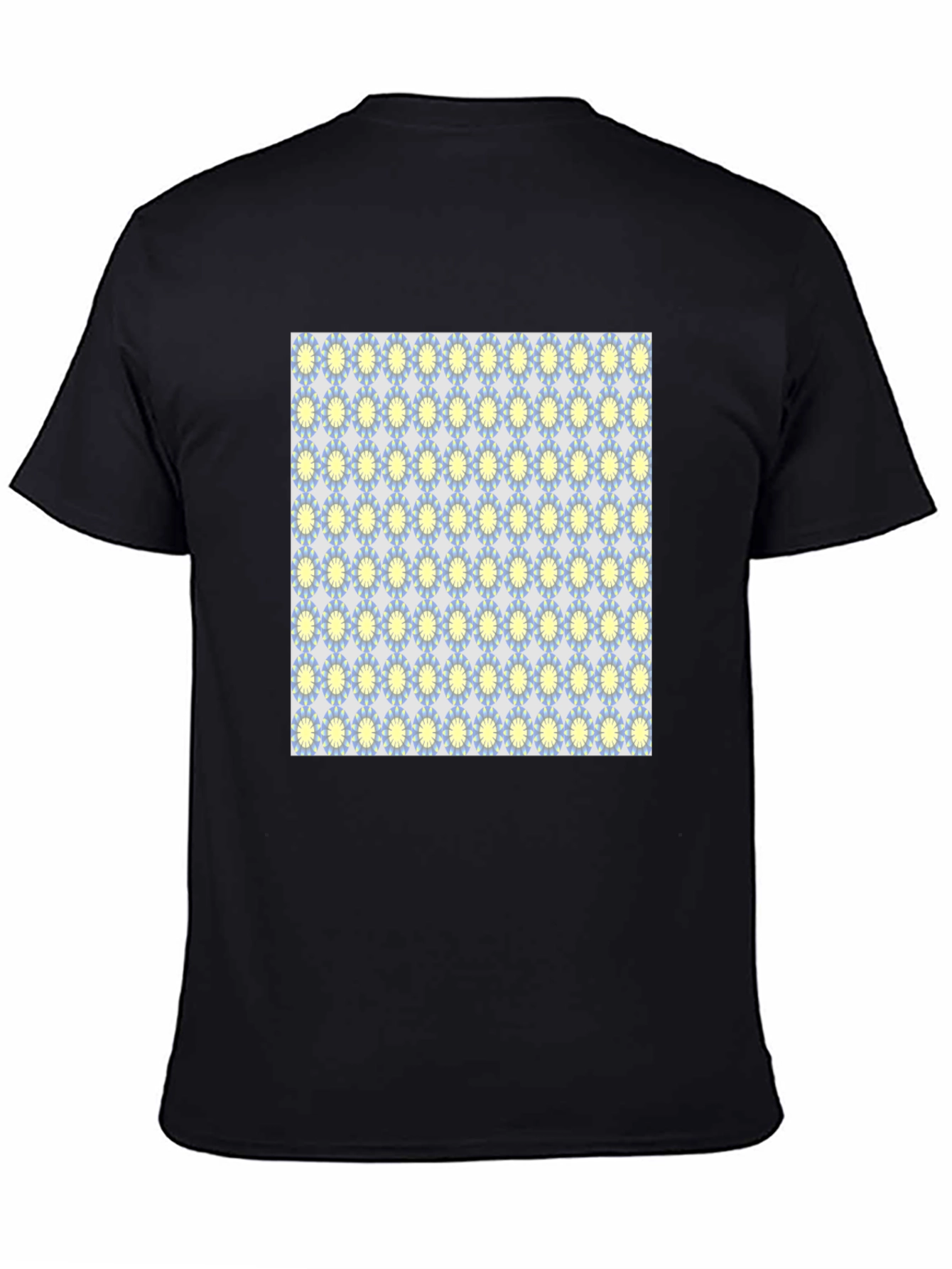 Black T-Shirt with Retro Floral Pattern