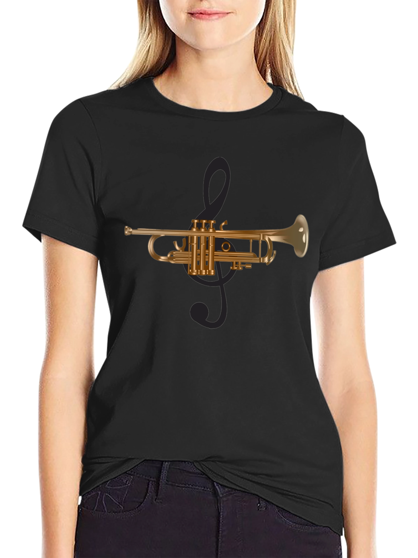 Trumpet Music Tee - Mens Graphic Black T-Shirt