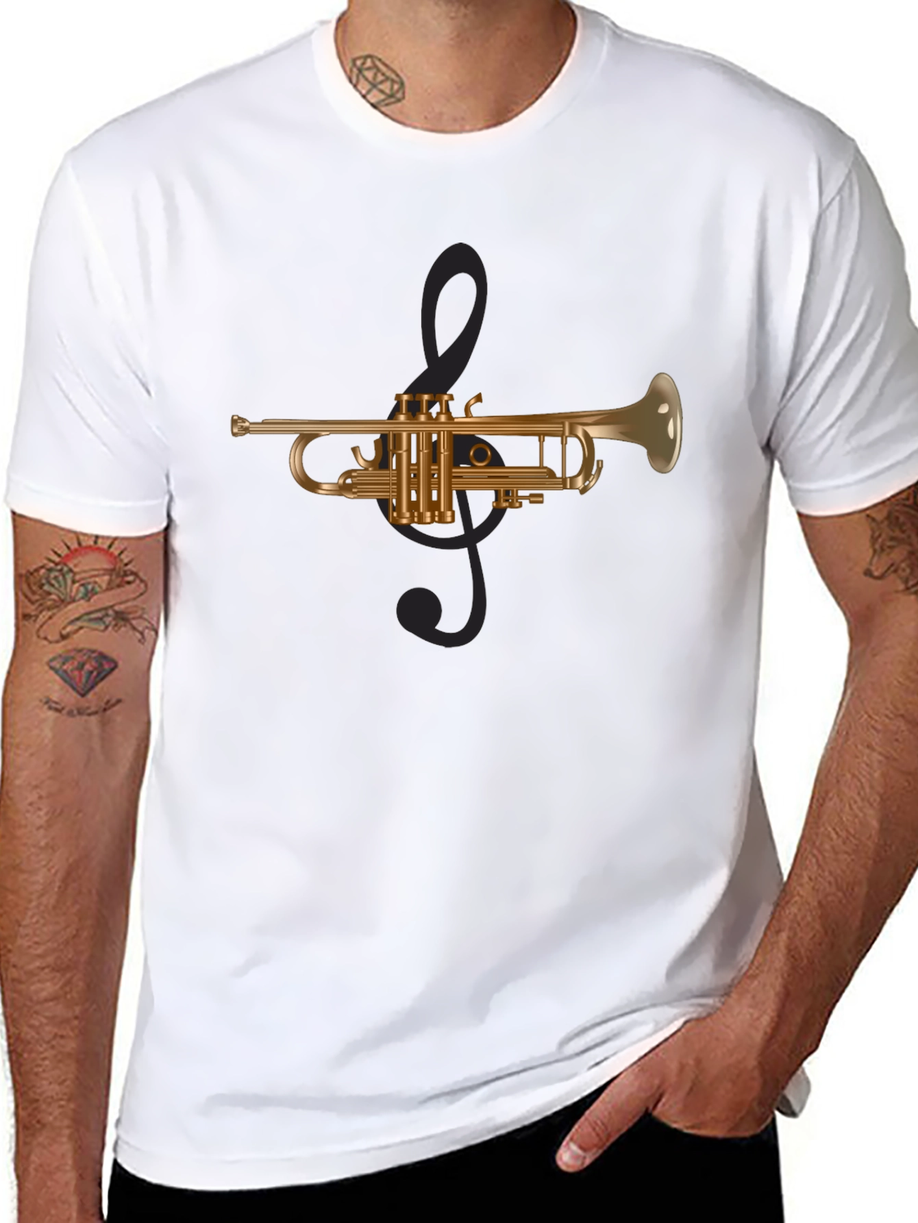 Trumpet Music Tee - Mens Graphic Black T-Shirt