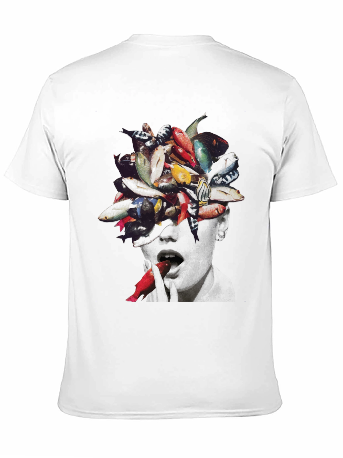 Surreal Fish Head Graphic T-Shirt - Unique Art Tee