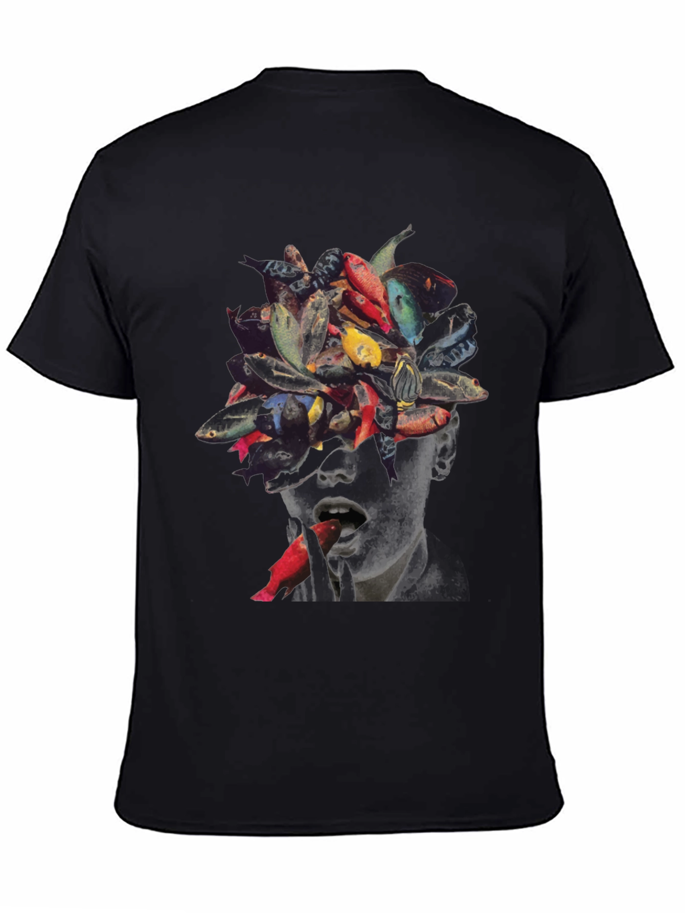 Surreal Fish Head Graphic T-Shirt - Unique Art Tee