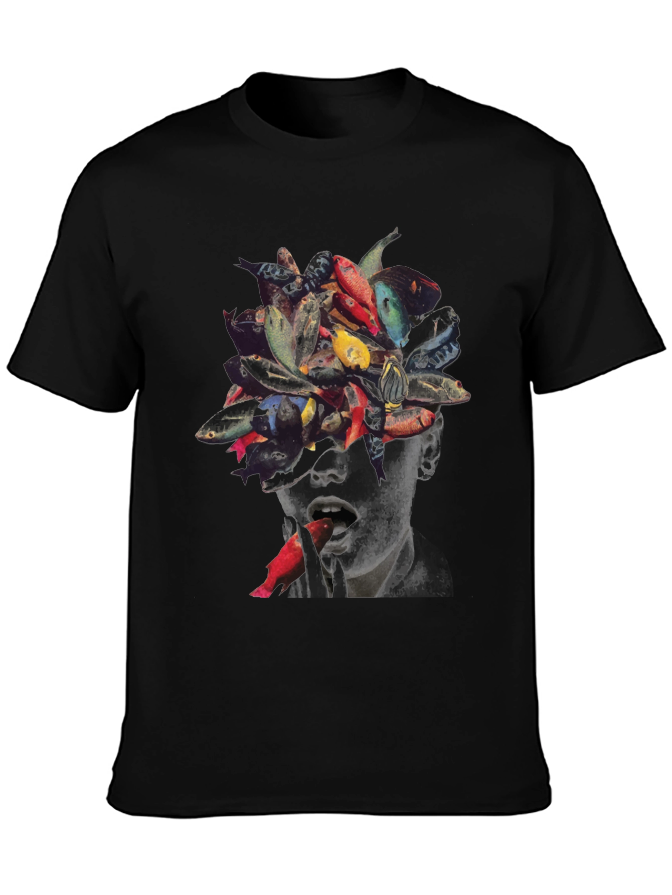 Surreal Fish Head Graphic T-Shirt - Unique Art Tee