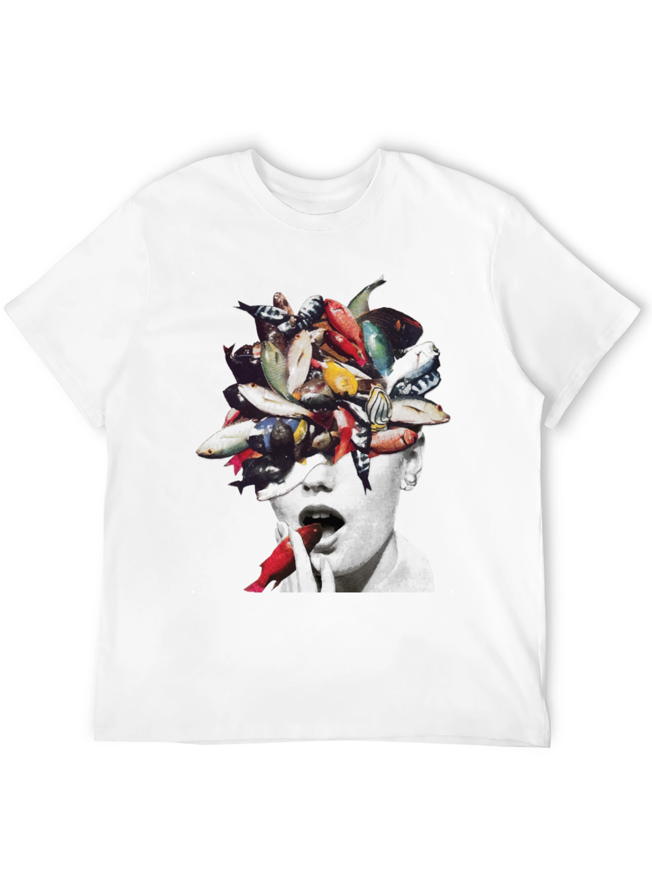Surreal Fish Head Graphic T-Shirt - Unique Art Tee