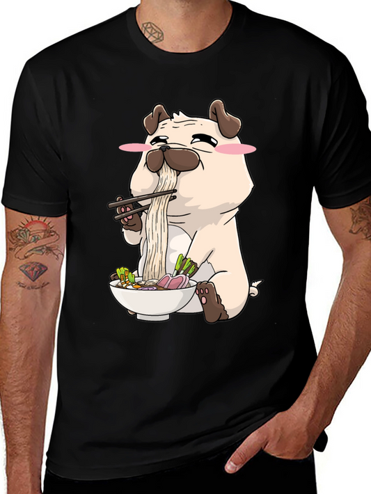 Ramen Pug T-Shirt - Cute Dog Eating Noodles