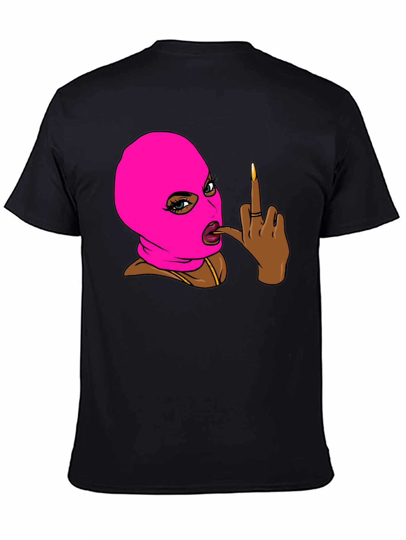 Ski Mask Girl Graphic T-Shirt - Black