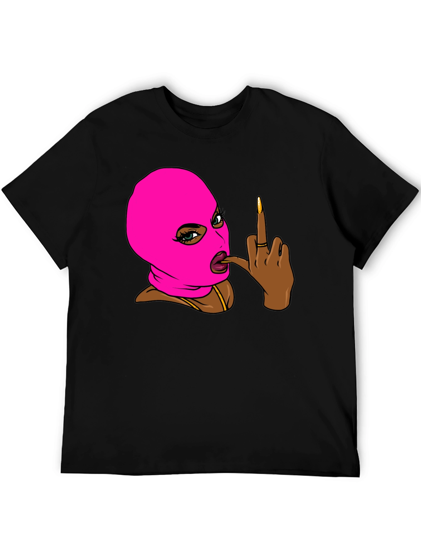 Ski Mask Girl Graphic T-Shirt - Black