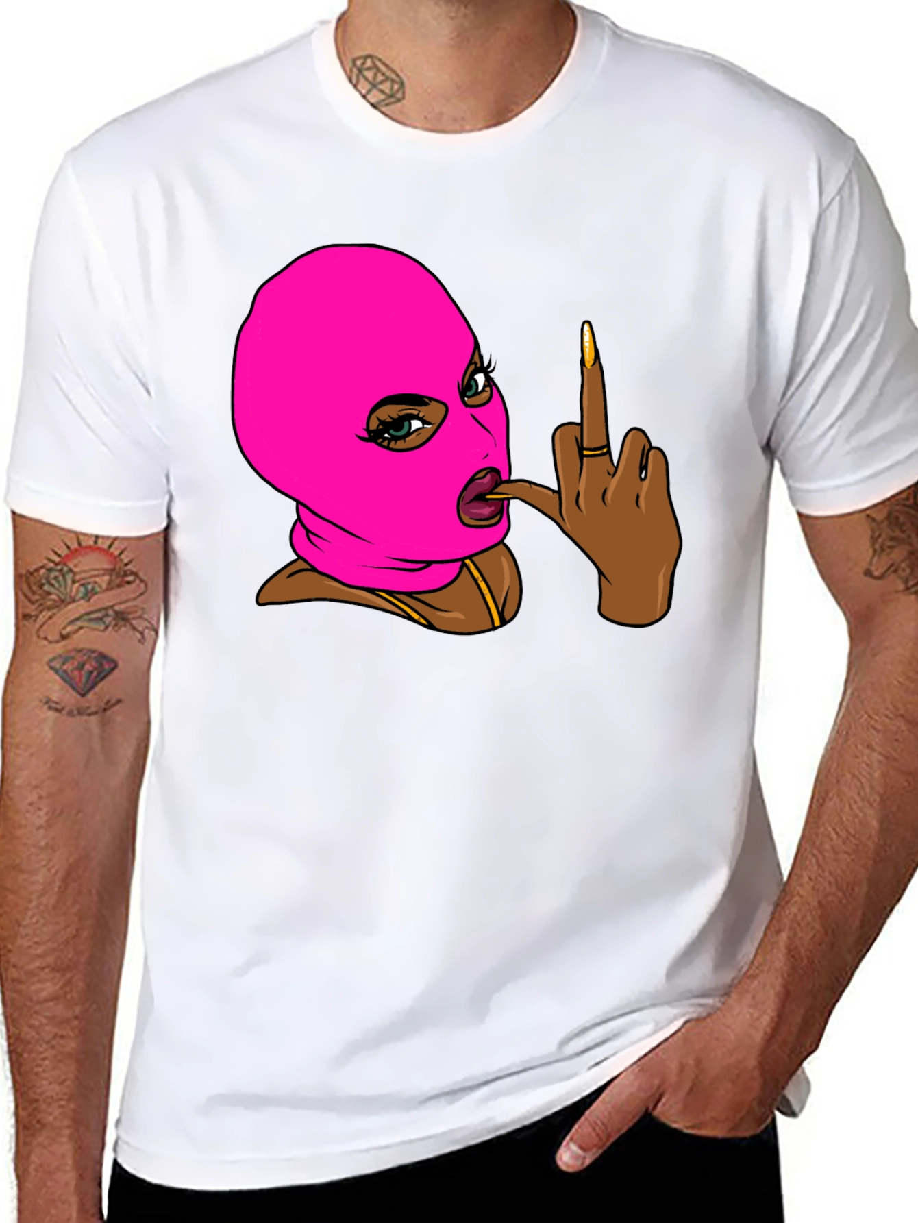 Ski Mask Girl Graphic T-Shirt - Black