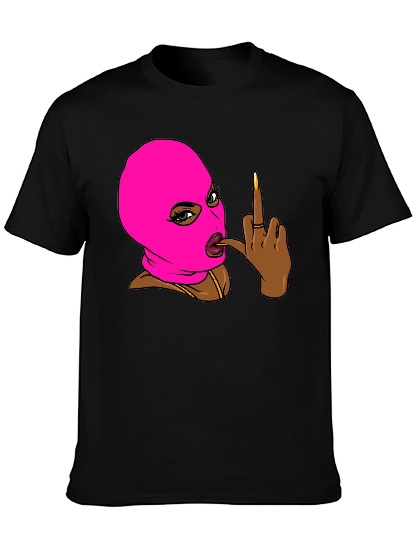 Ski Mask Girl Graphic T-Shirt - Black