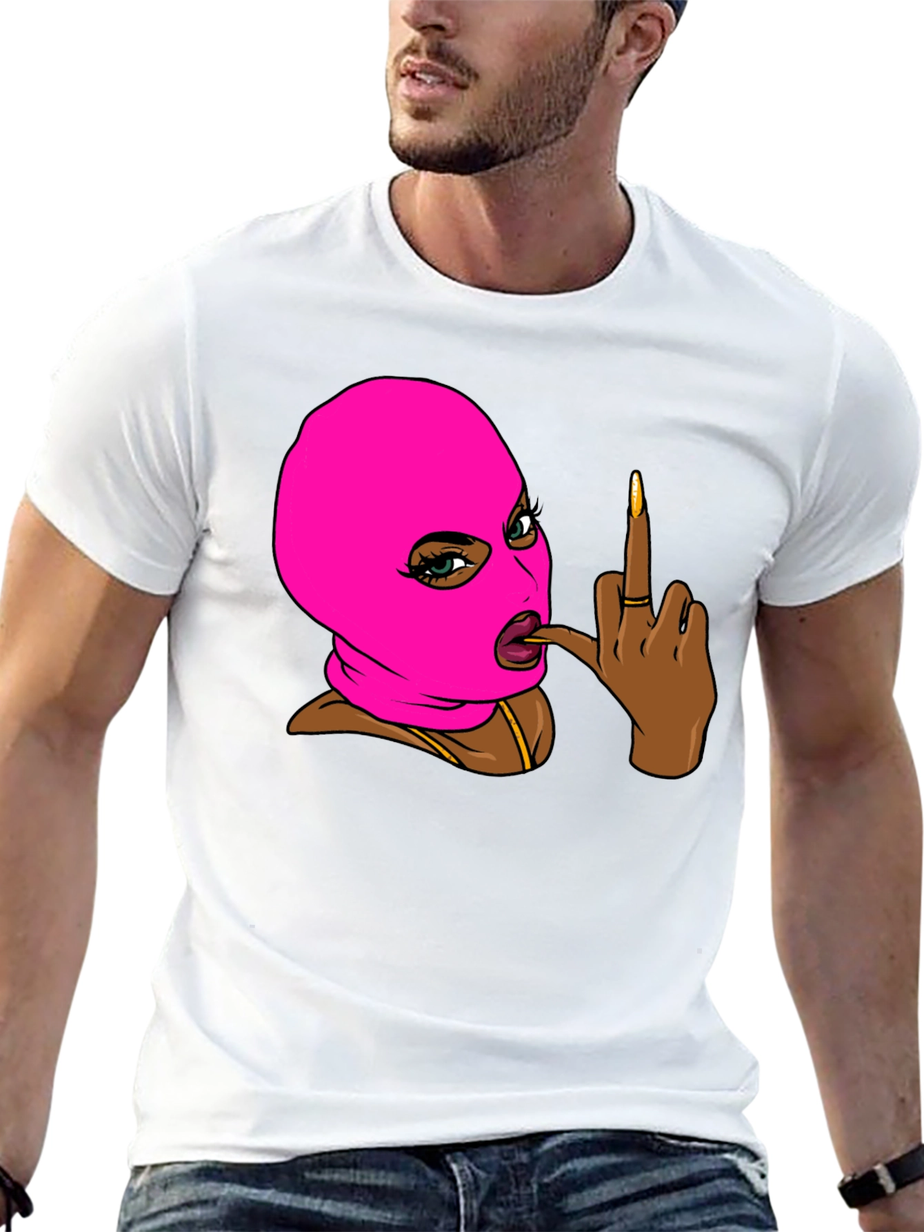 Ski Mask Girl Graphic T-Shirt - Black