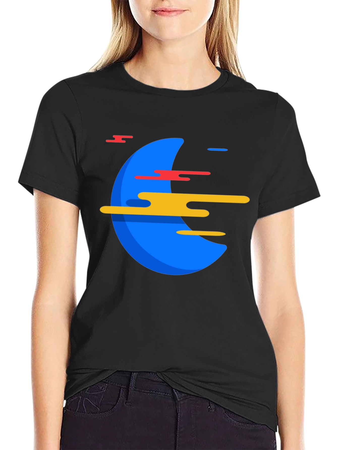 Abstract Graphic Print Mens Black T-Shirt