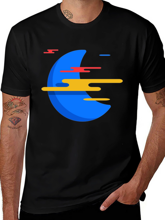 Abstract Graphic Print Mens Black T-Shirt