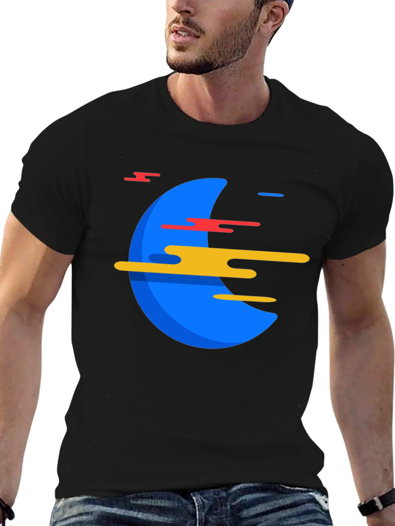 Abstract Graphic Print Mens Black T-Shirt
