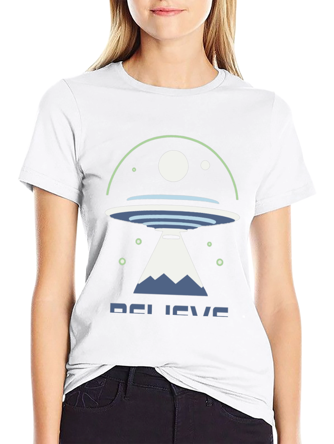 Believe UFO Graphic Tee - Black Cotton Shirt