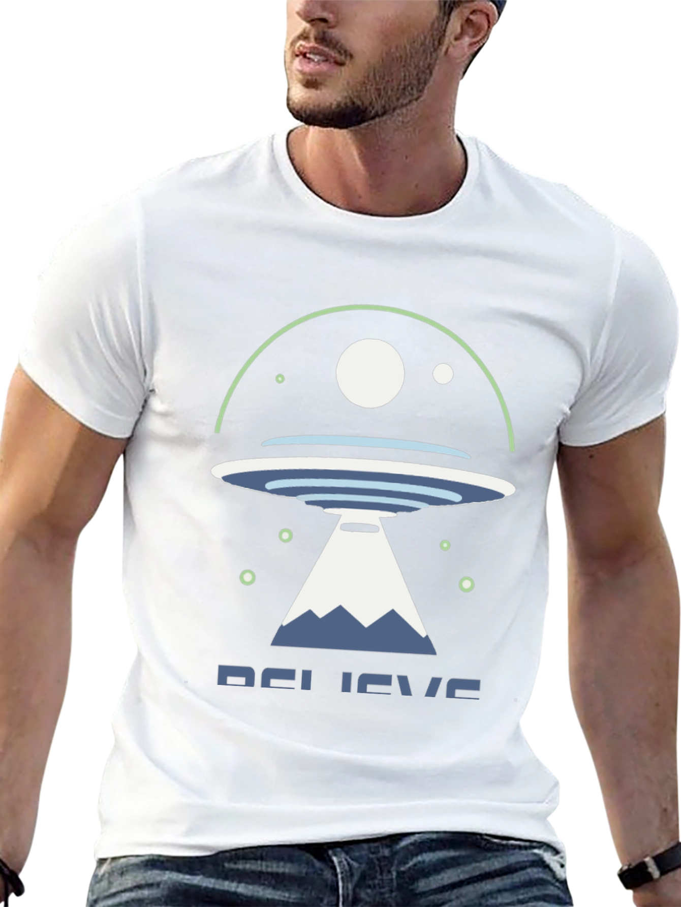 Believe UFO Graphic Tee - Black Cotton Shirt