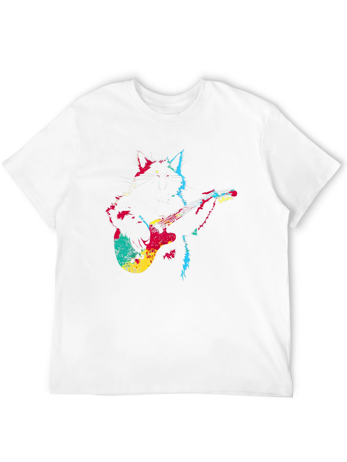 Rock Cat Guitar T-Shirt - Cool Graphic Tee