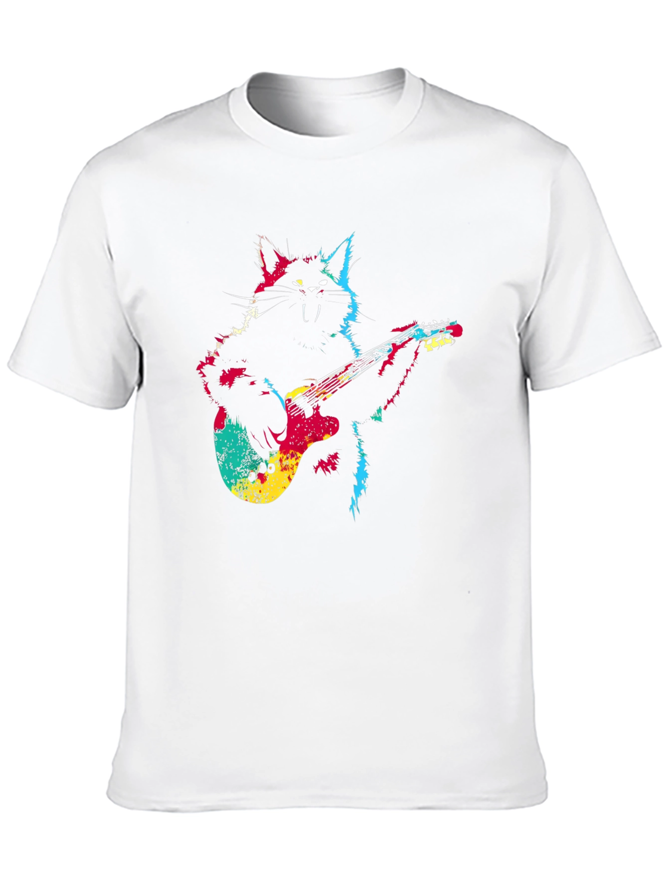 Rock Cat Guitar T-Shirt - Cool Graphic Tee