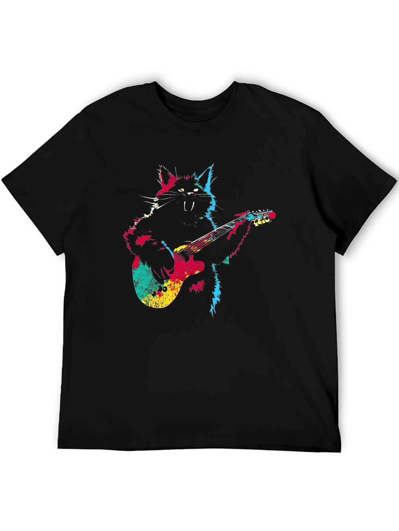 Rock Cat Guitar T-Shirt - Cool Graphic Tee