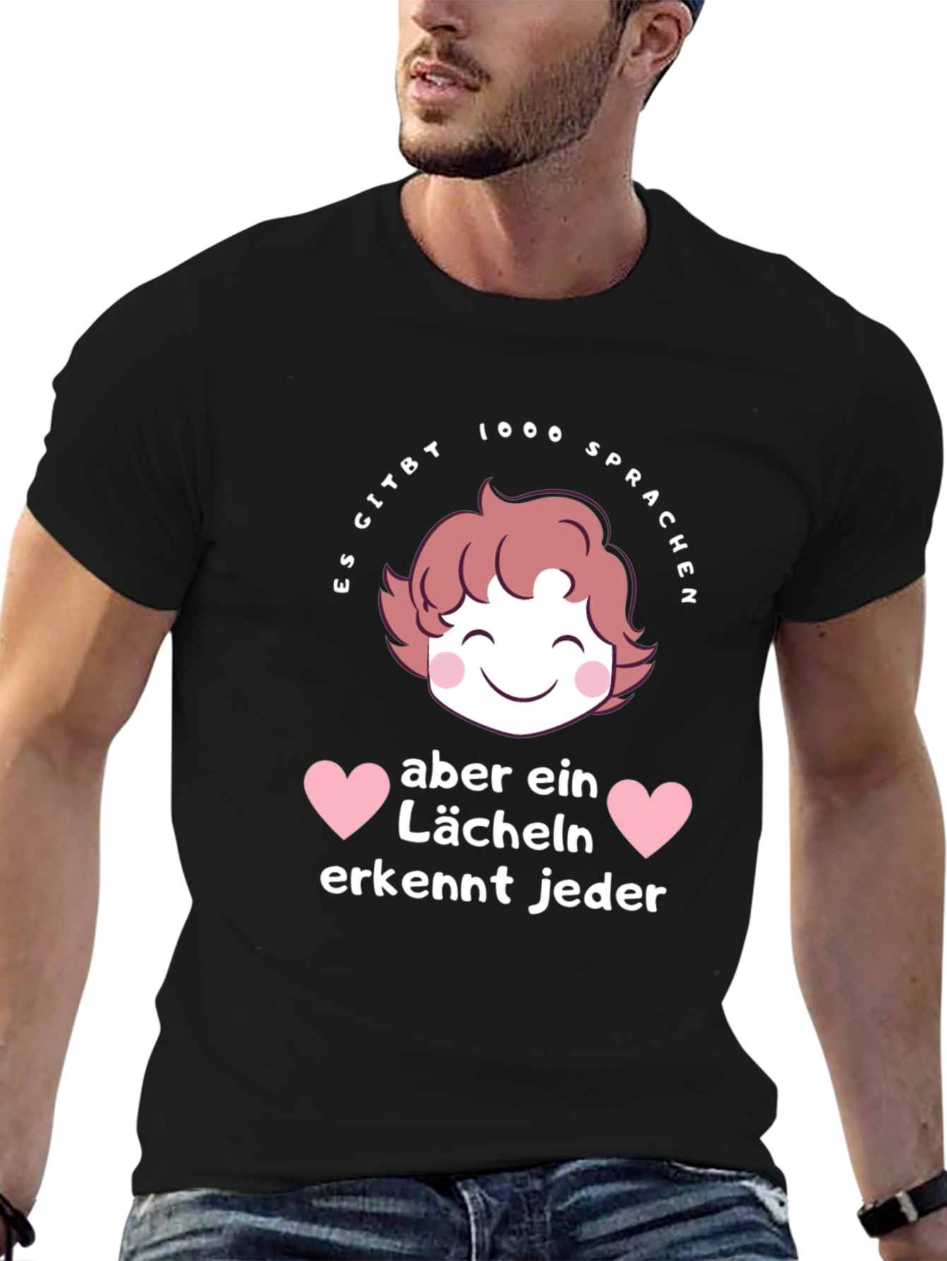 Smile T-Shirt - Languages & Hearts Graphic