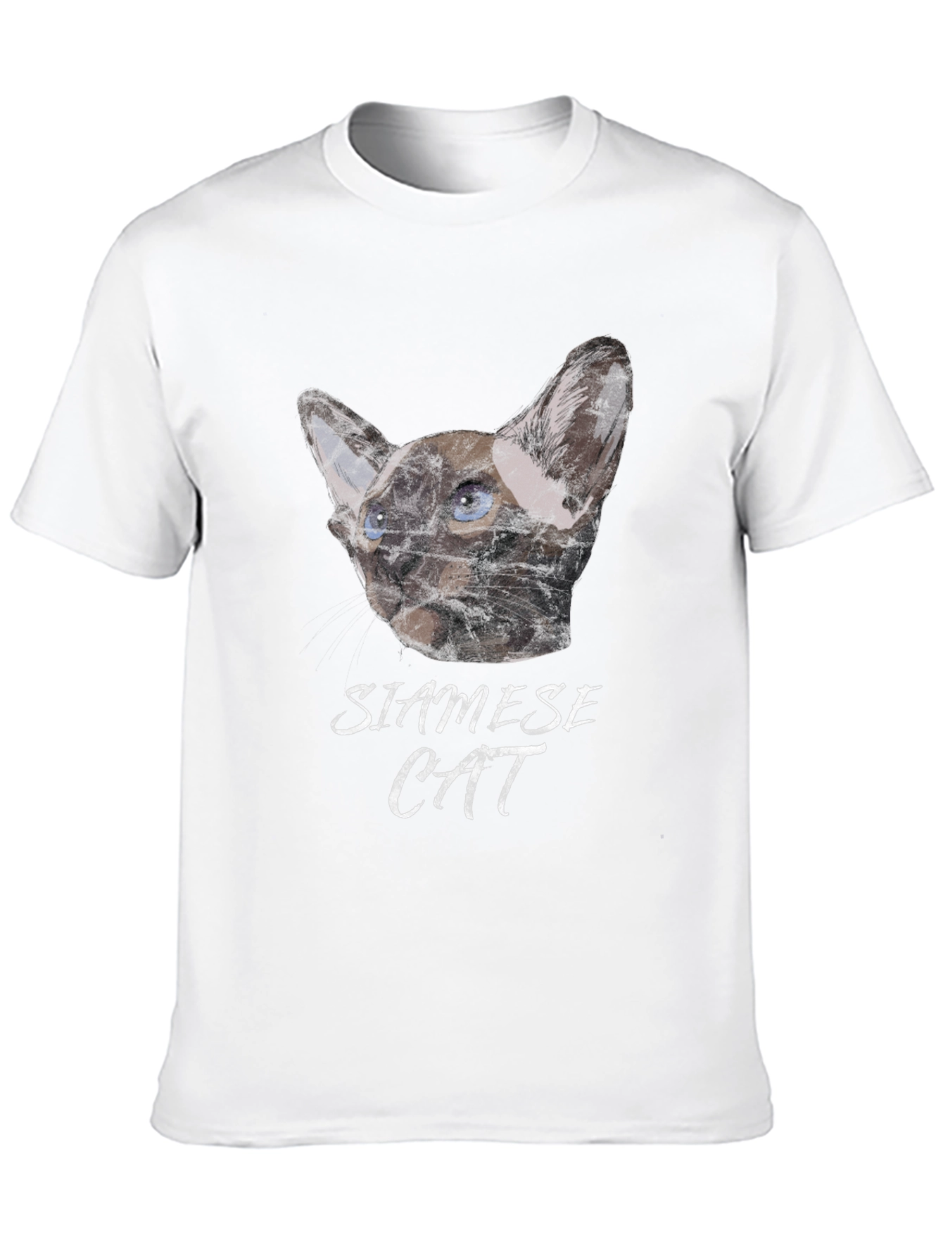 Siamese Cat Graphic Print Black T-Shirt