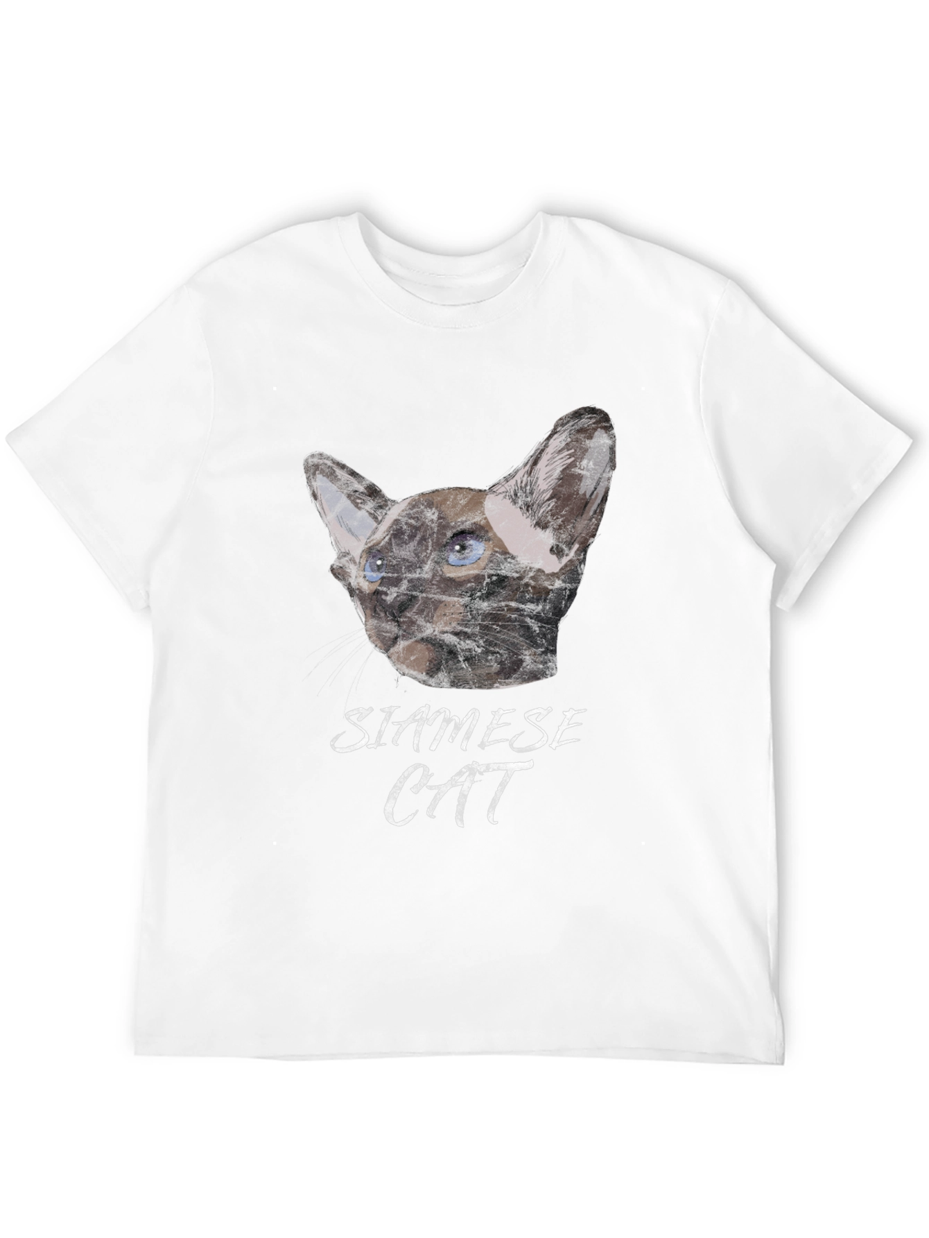 Siamese Cat Graphic Print Black T-Shirt