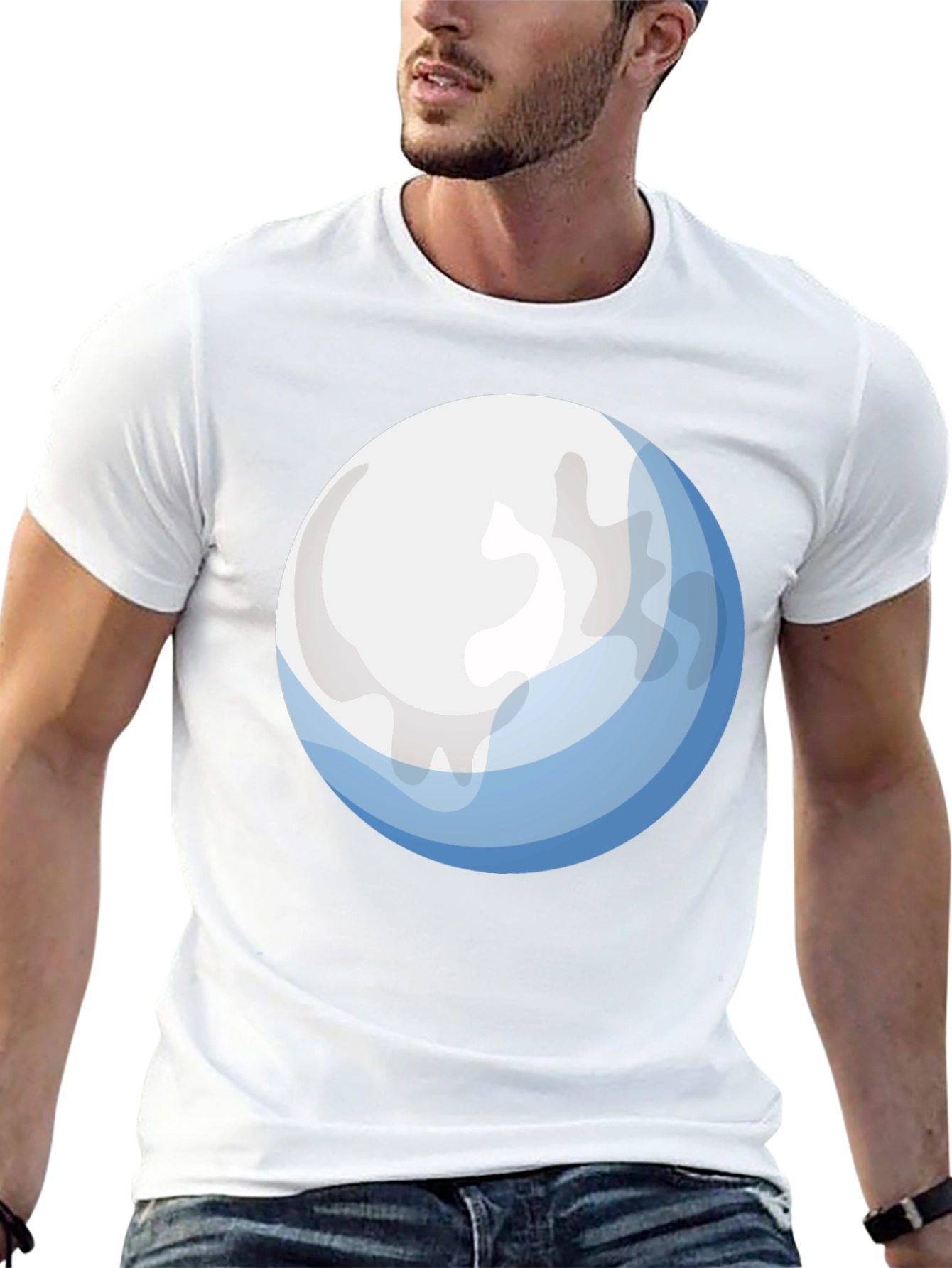Cartoon Sphere Graphic Tee - Soft Black T-Shirt