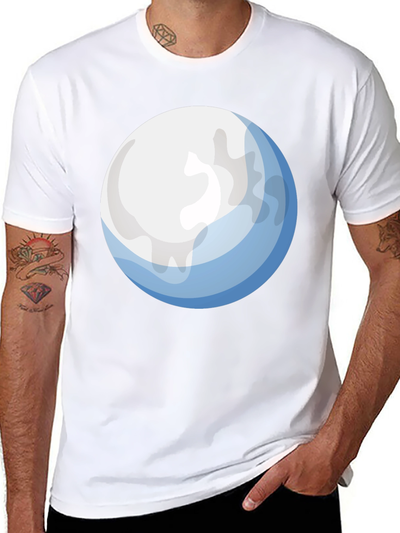 Cartoon Sphere Graphic Tee - Soft Black T-Shirt