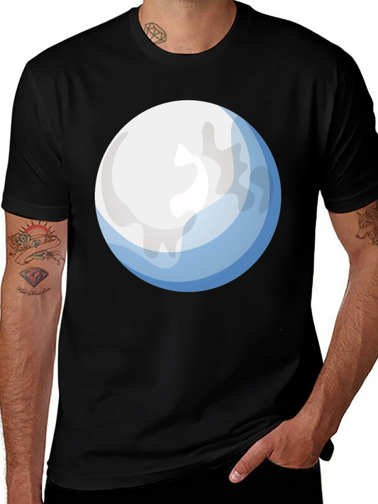 Cartoon Sphere Graphic Tee - Soft Black T-Shirt