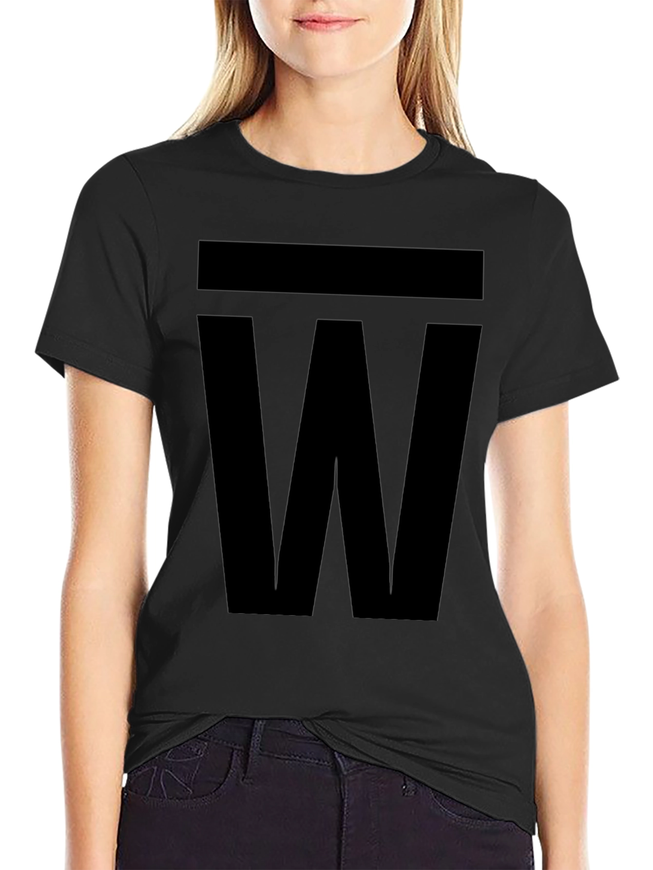 Bold W Graphic Tee - Classic Black Cotton T-Shirt
