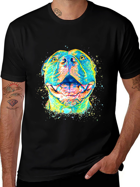 Colorful Pitbull Dog Graphic T-Shirt