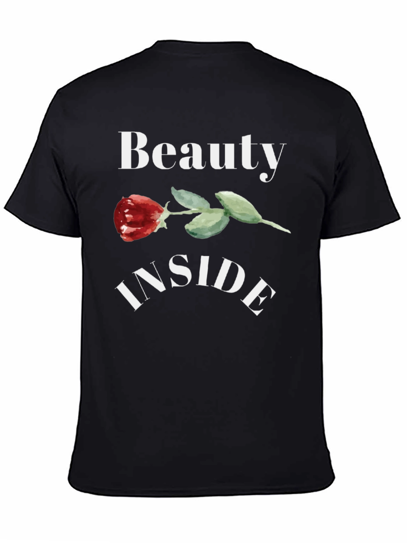 Beauty Inside Rose Graphic Black T-Shirt