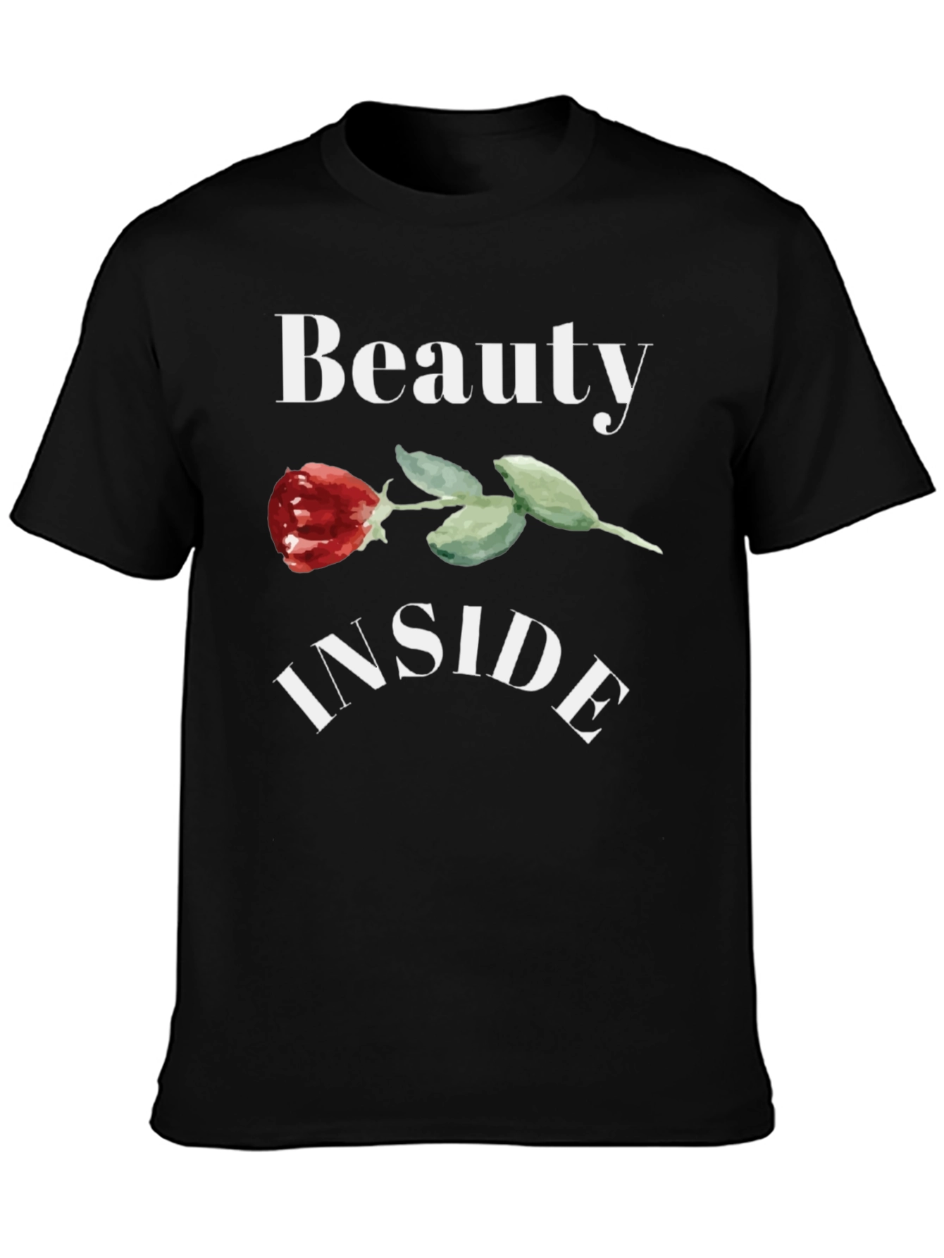 Beauty Inside Rose Graphic Black T-Shirt