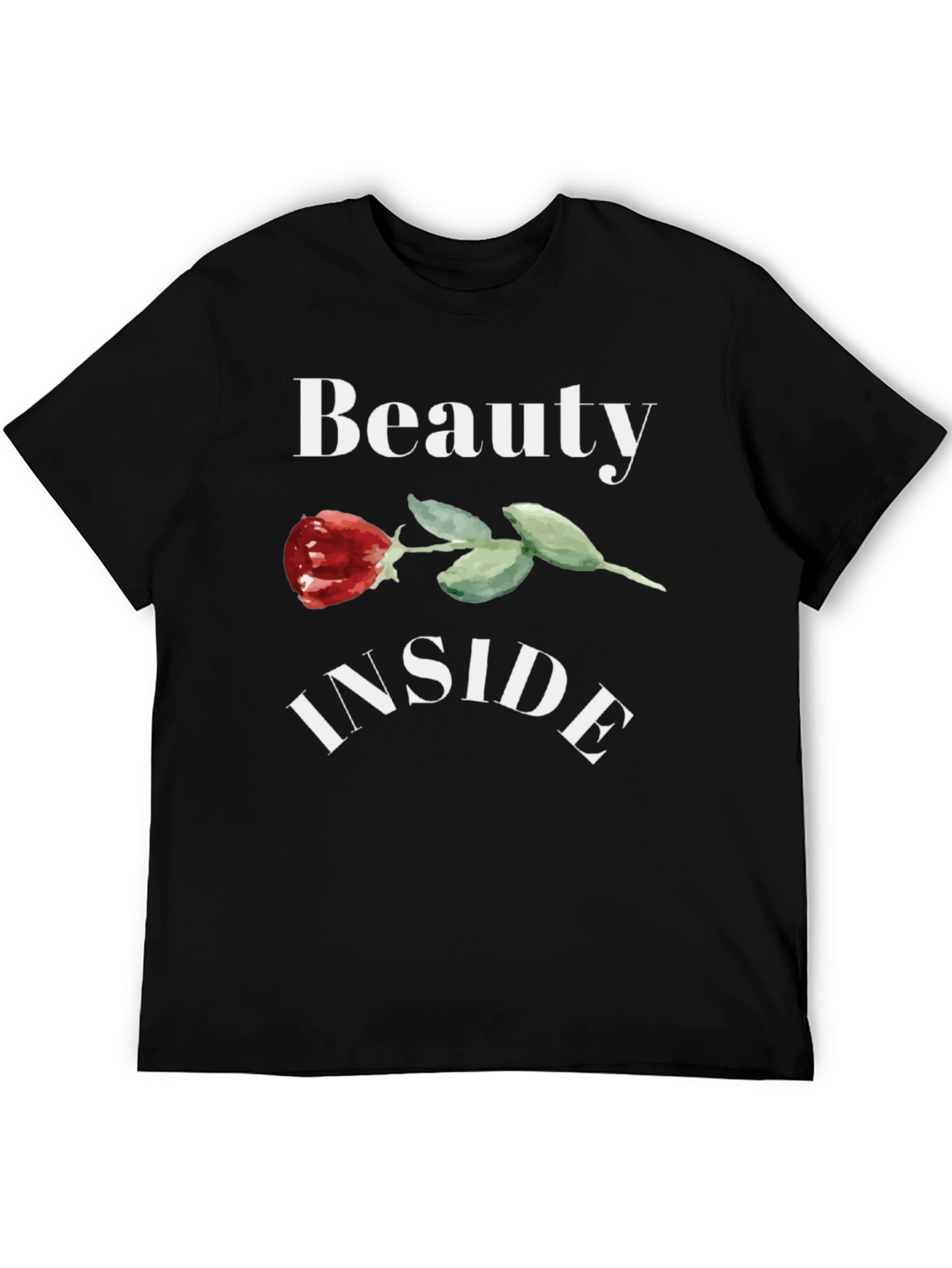 Beauty Inside Rose Graphic Black T-Shirt
