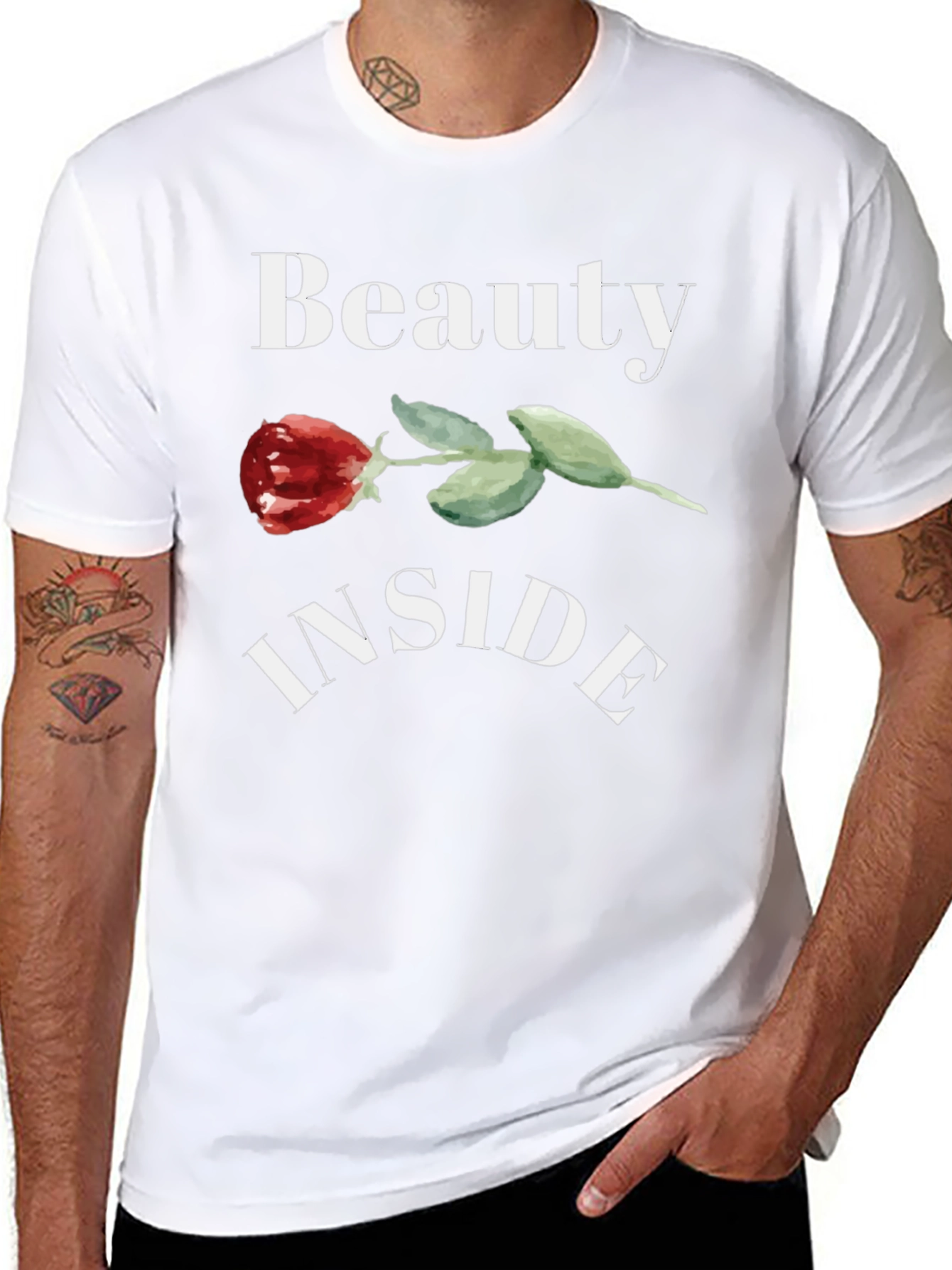 Beauty Inside Rose Graphic Black T-Shirt