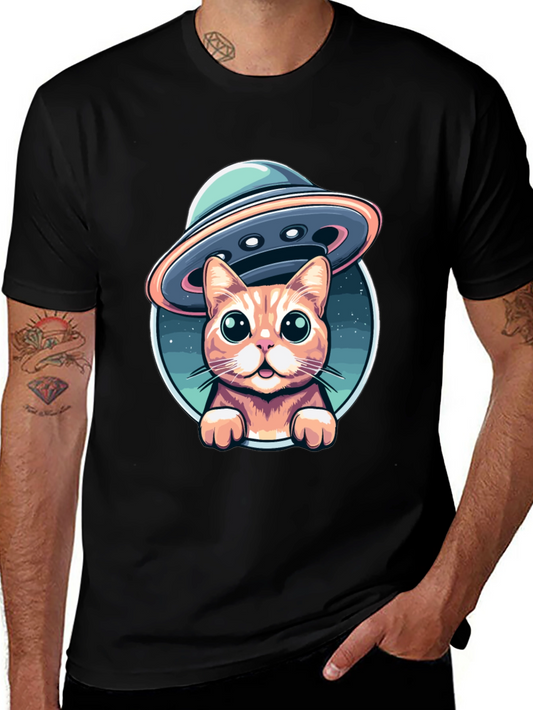 Cat Abduction UFO Graphic T-Shirt