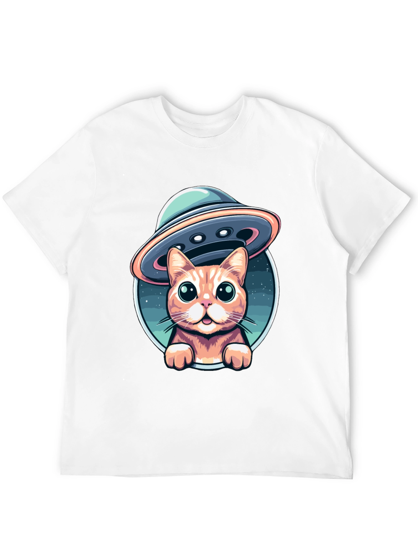 Cat Abduction UFO Graphic T-Shirt