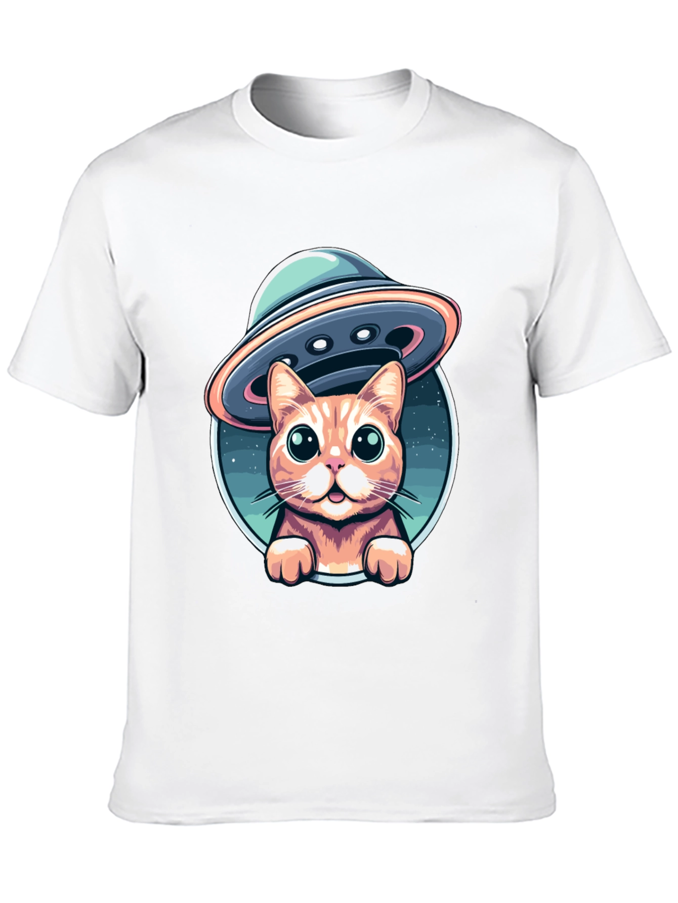 Cat Abduction UFO Graphic T-Shirt