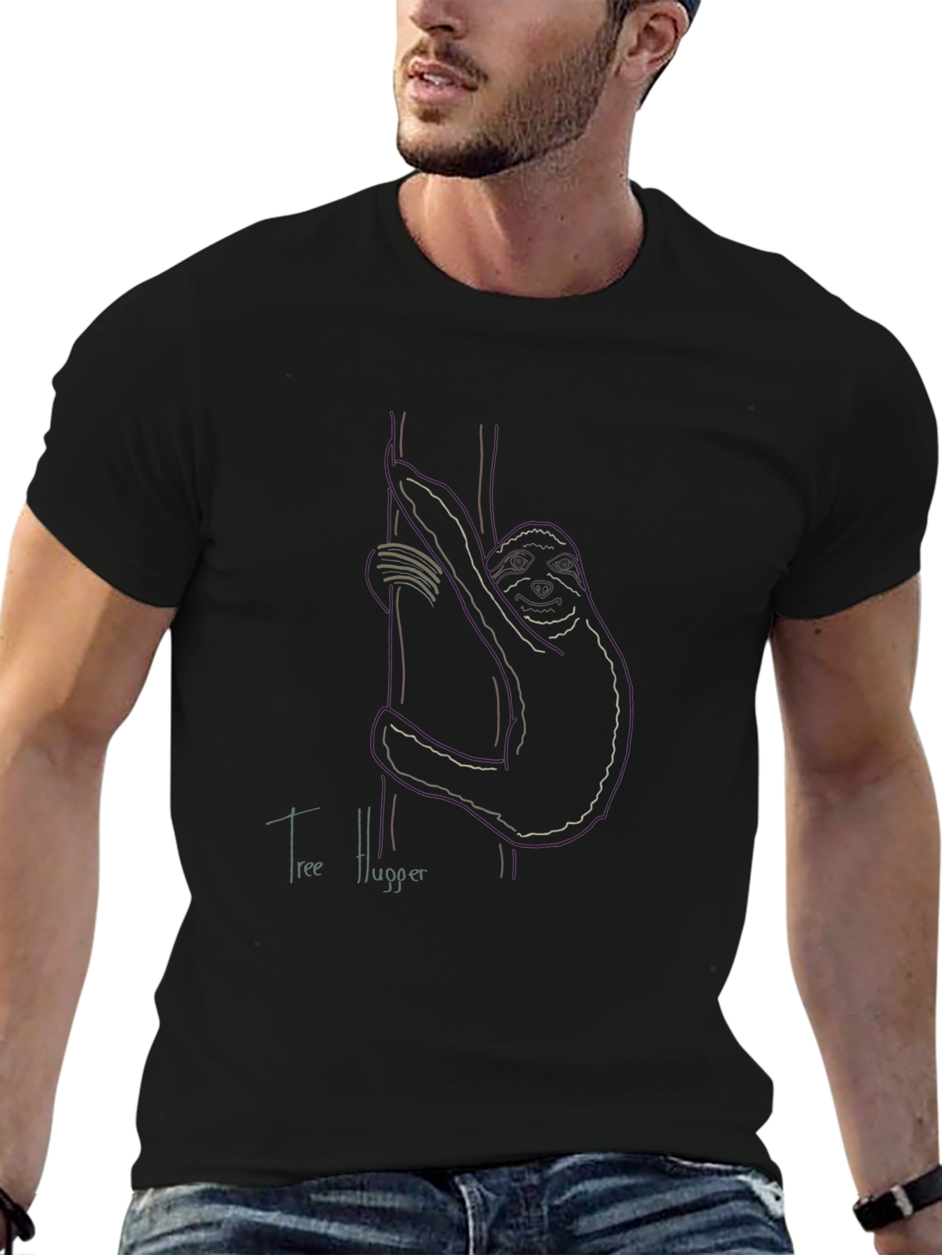 Tree Hugger Sloth Graphic Tee - Nature Lovers Apparel