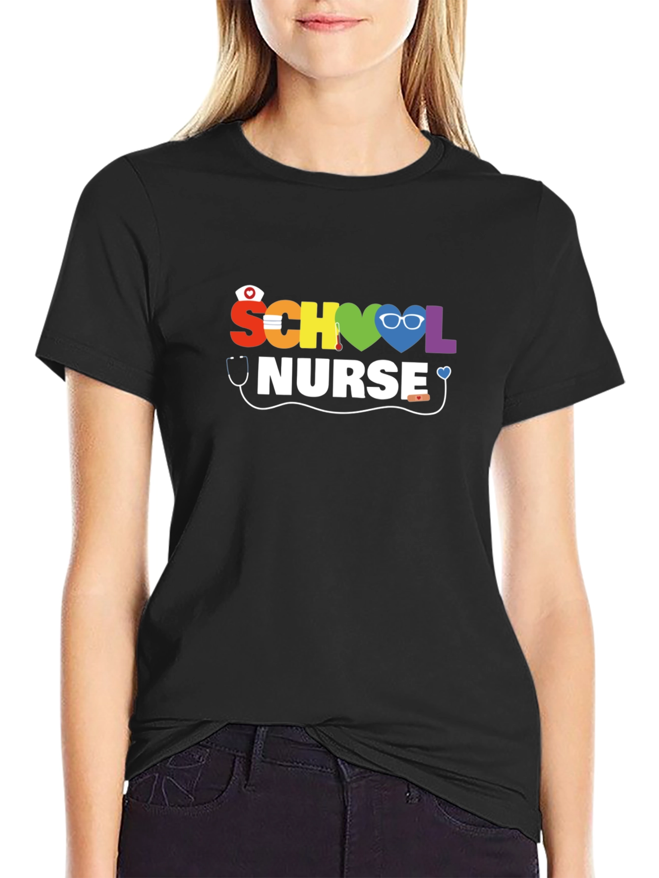 School Nurse Graphic Tee - Black