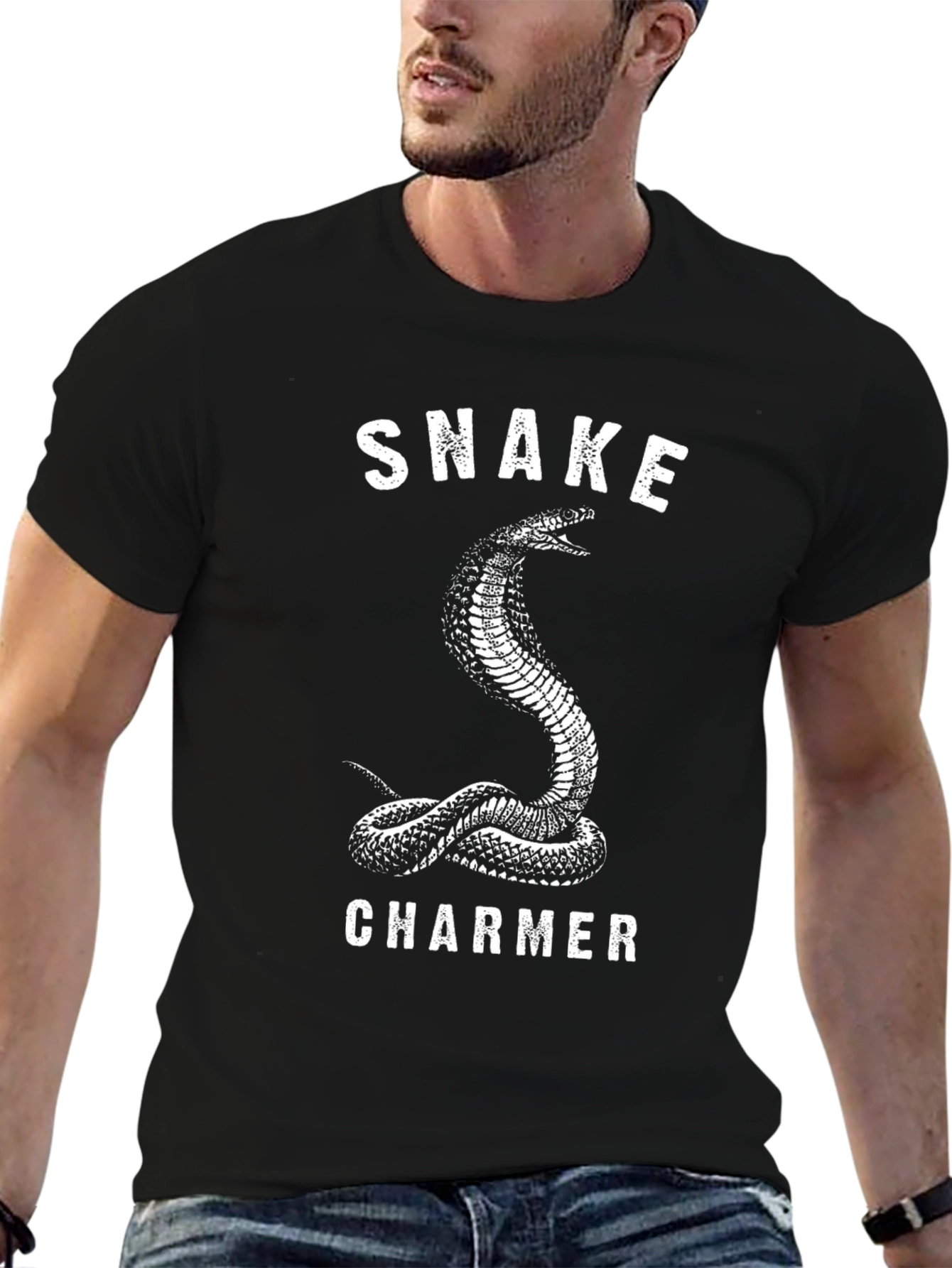 Snake Charmer Graphic Tee - Black Cotton