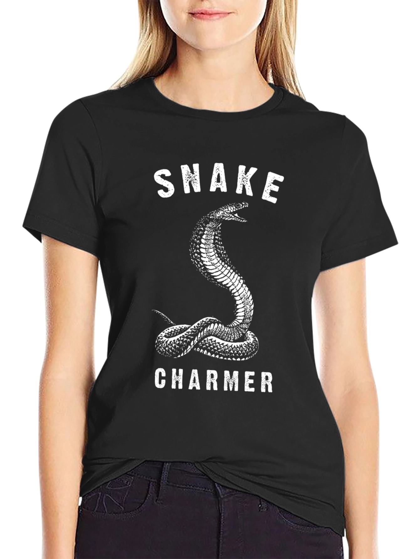 Snake Charmer Graphic Tee - Black Cotton