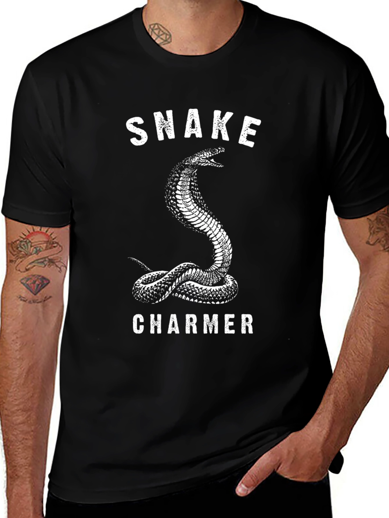 Snake Charmer Graphic Tee - Black Cotton