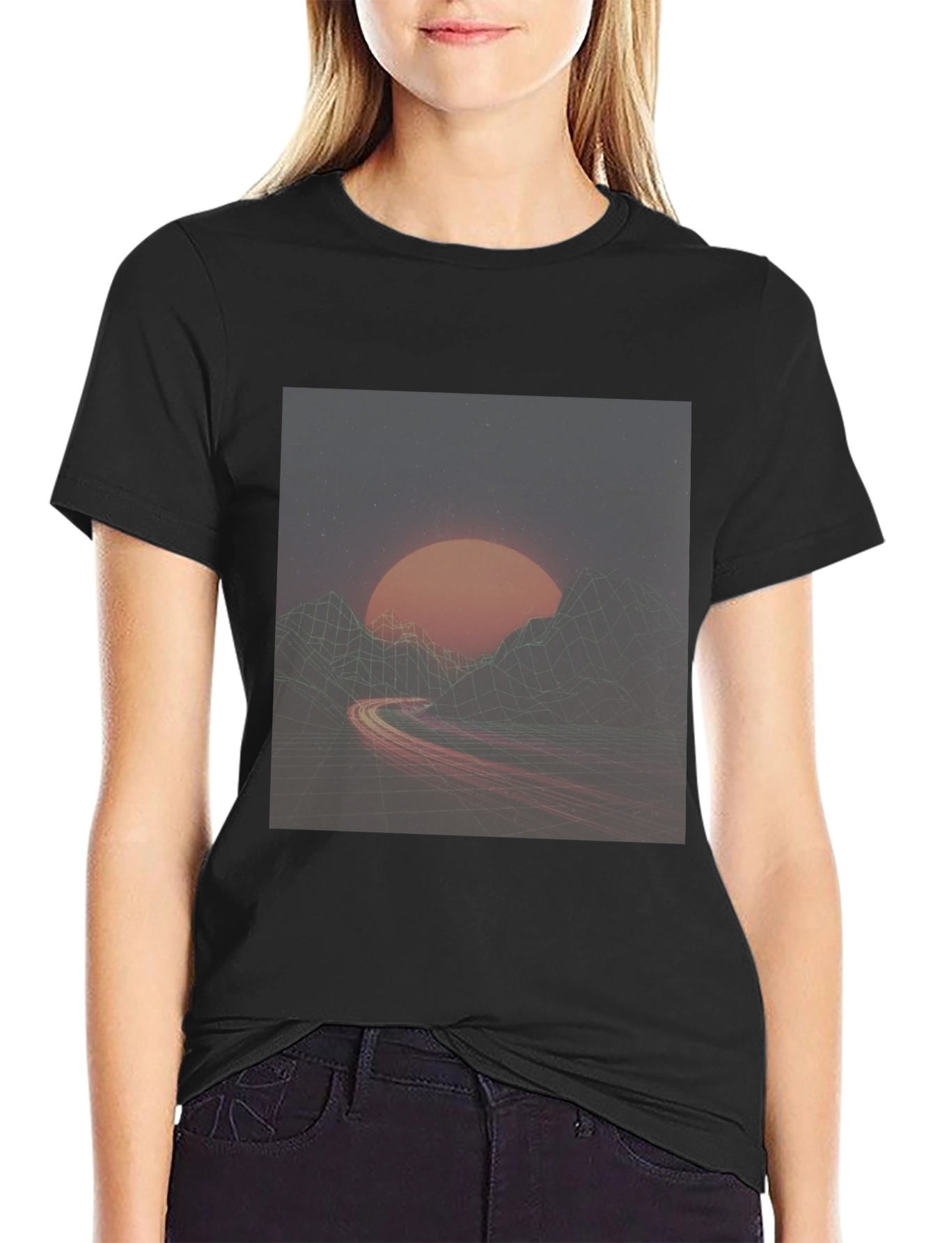 Retro Wave Sunset T-Shirt - Classic Black Tee