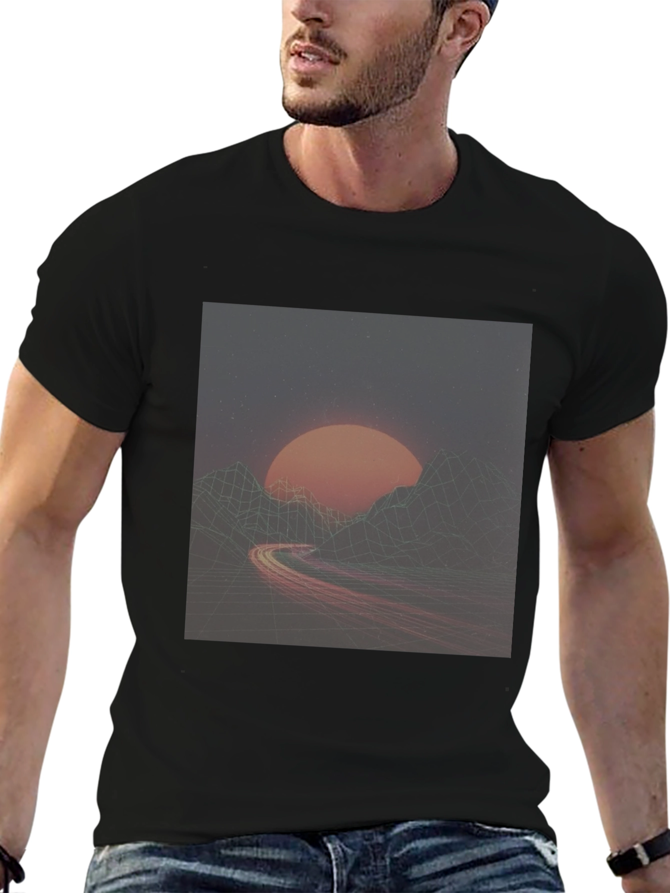 Retro Wave Sunset T-Shirt - Classic Black Tee