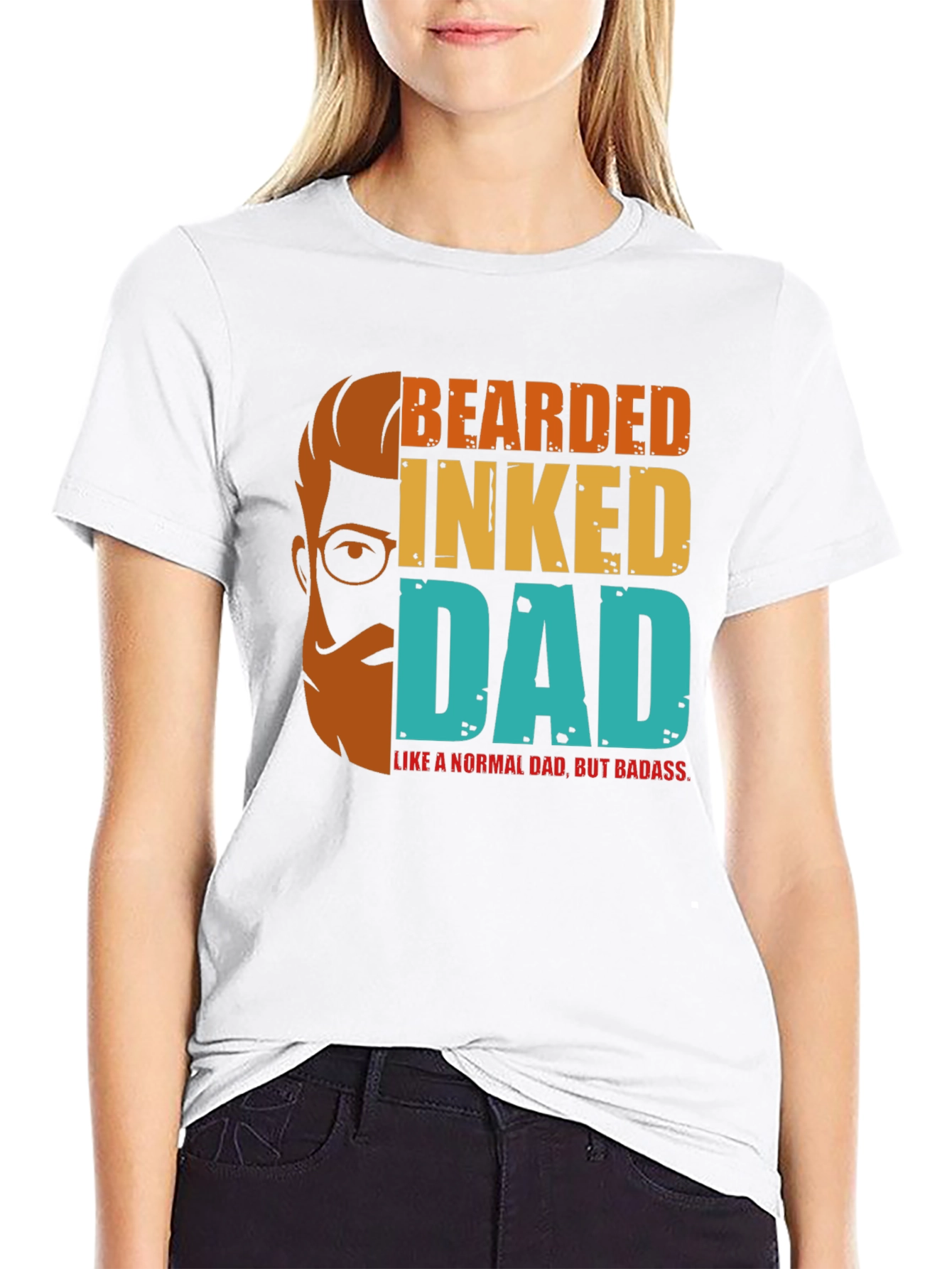 Bearded Inked Dad T-Shirt - Badass Fathers Day Tee