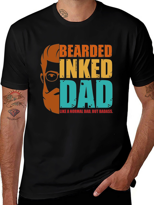 Bearded Inked Dad T-Shirt - Badass Fathers Day Tee