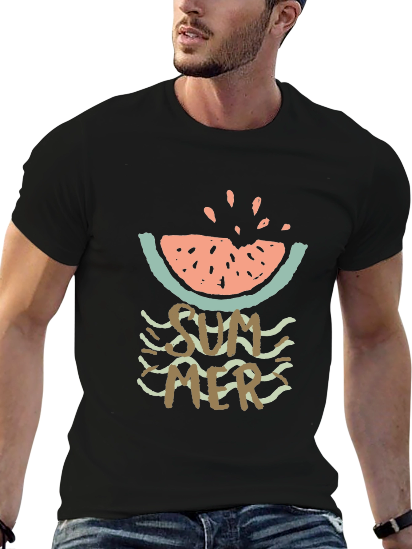 Summer Watermelon Graphic Tee - Casual Mens T-Shirt