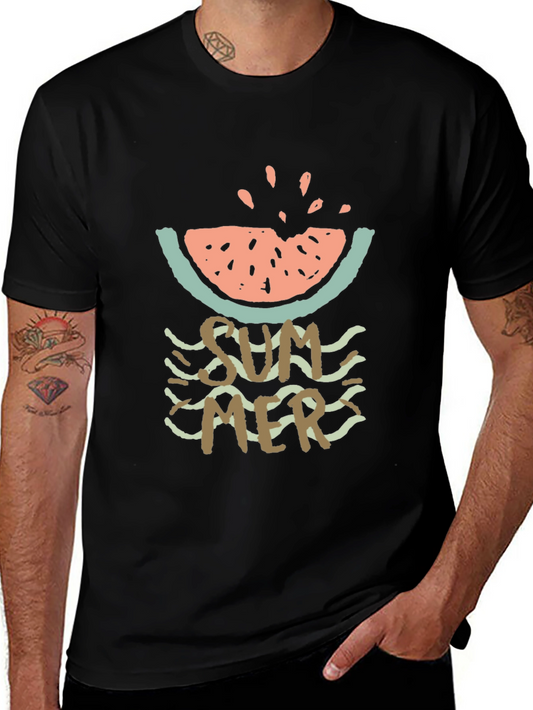 Summer Watermelon Graphic Tee - Casual Mens T-Shirt